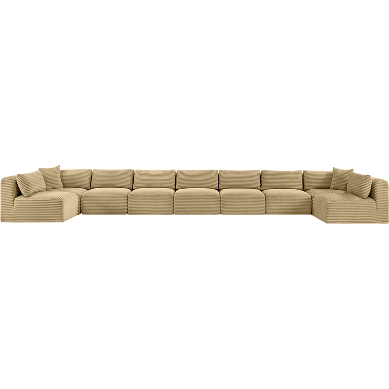 Meridian Furniture 9-Piece Camel Corduroy Performance Fabric Modular Sectional