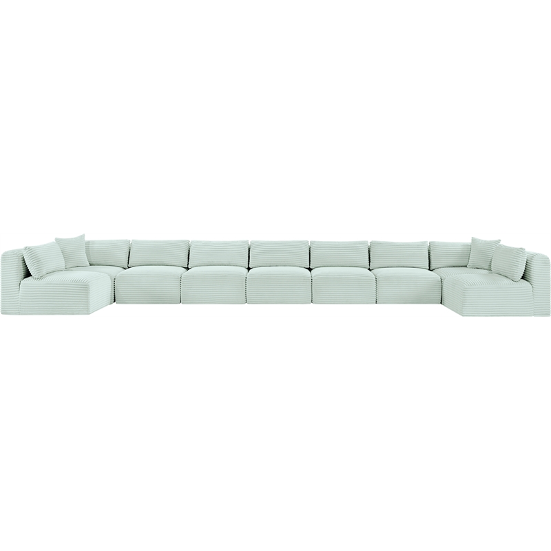 Meridian Furniture 9-Piece Mint Corduroy Performance Fabric Modular Sectional
