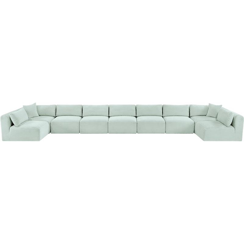 Meridian Furniture 9-Piece Mint Corduroy Performance Fabric Modular Sectional