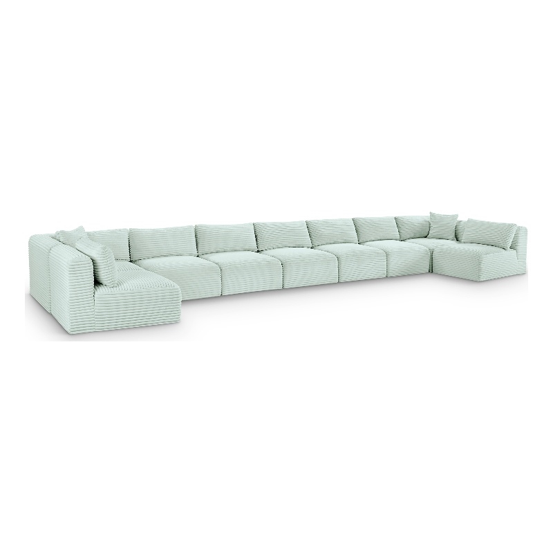 Meridian Furniture 9-Piece Mint Corduroy Performance Fabric Modular Sectional