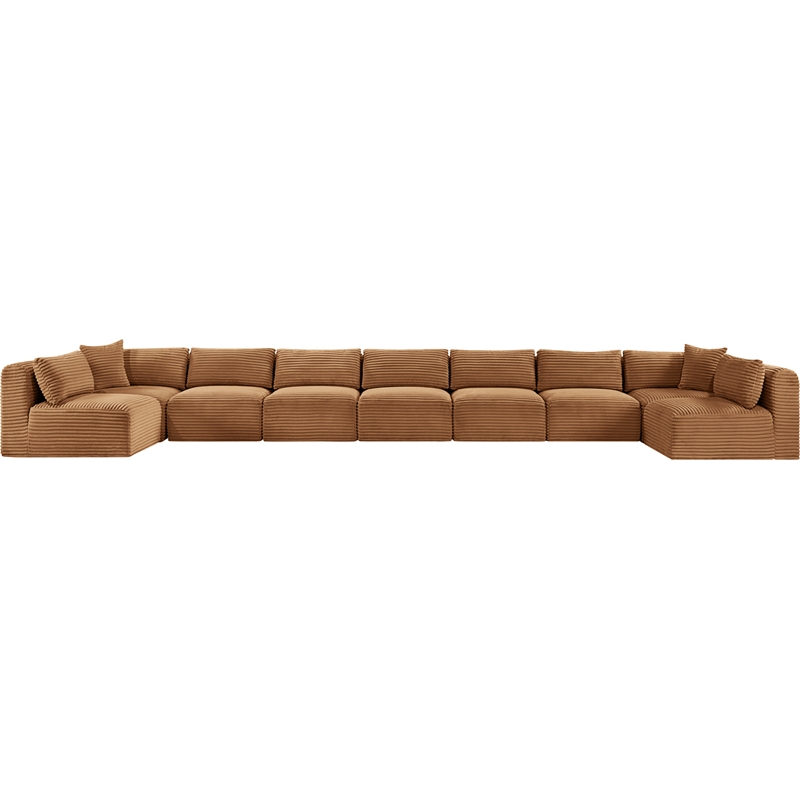 Meridian Furniture 9-Piece Saddle Corduroy Performance Fabric Modular Sectional