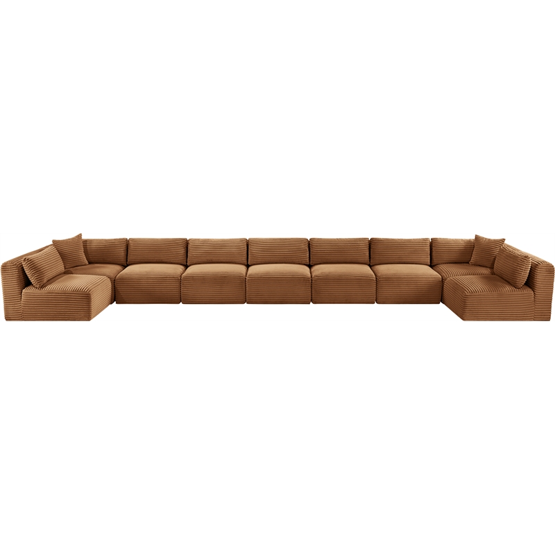 Meridian Furniture 9-Piece Saddle Corduroy Performance Fabric Modular Sectional
