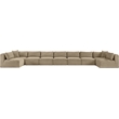 Meridian Furniture 9-Piece Taupe Corduroy Performance Fabric Modular Sectional