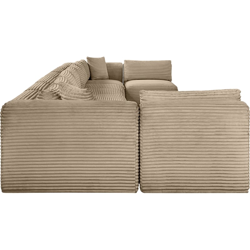 Meridian Furniture 9-Piece Taupe Corduroy Performance Fabric Modular Sectional