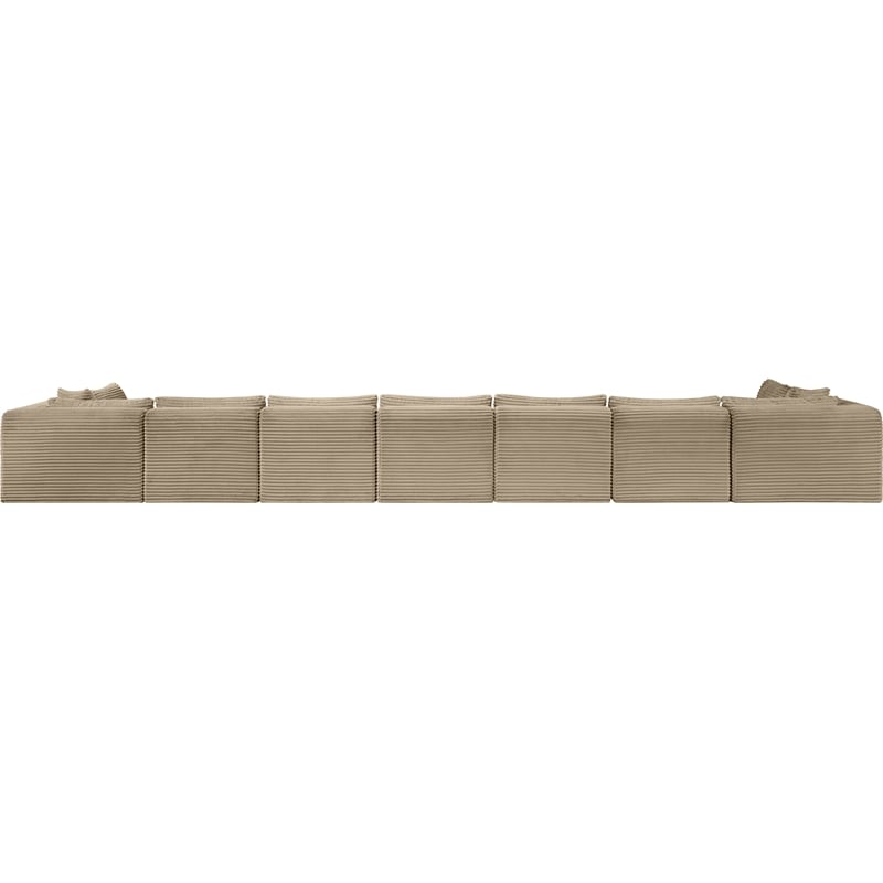 Meridian Furniture 9-Piece Taupe Corduroy Performance Fabric Modular Sectional