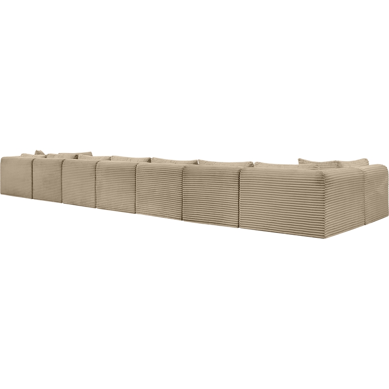 Meridian Furniture 9-Piece Taupe Corduroy Performance Fabric Modular Sectional