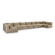 Meridian Furniture 9-Piece Taupe Corduroy Performance Fabric Modular Sectional