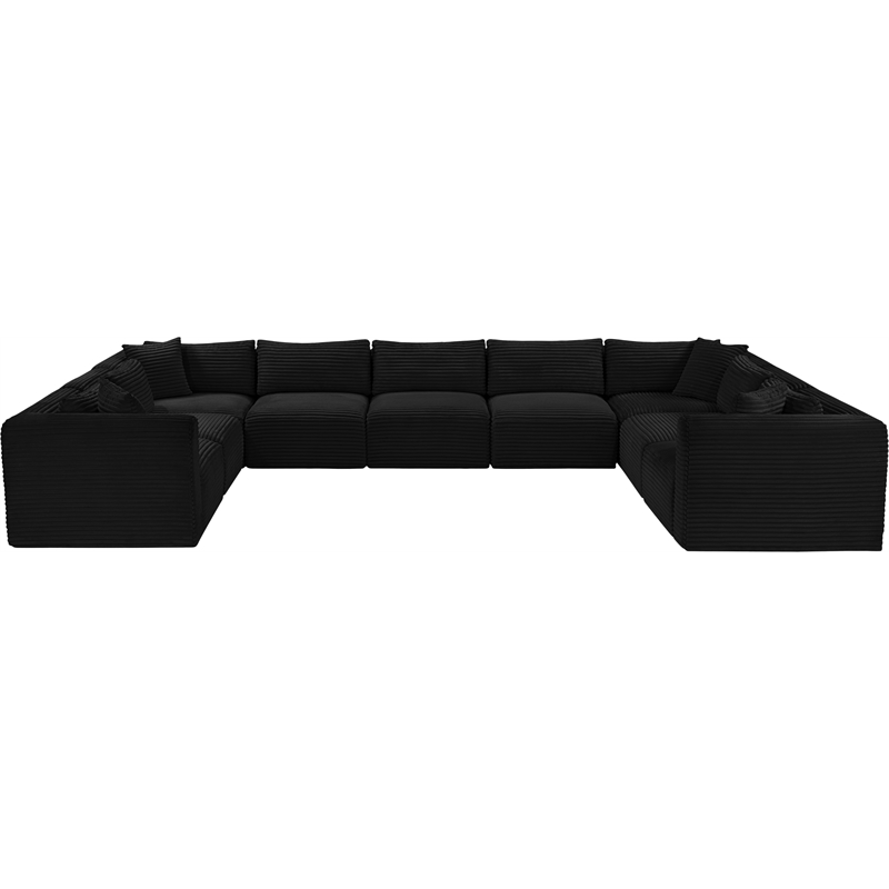 Meridian Furniture 9-Piece Black Corduroy Performance Fabric Modular Sectional