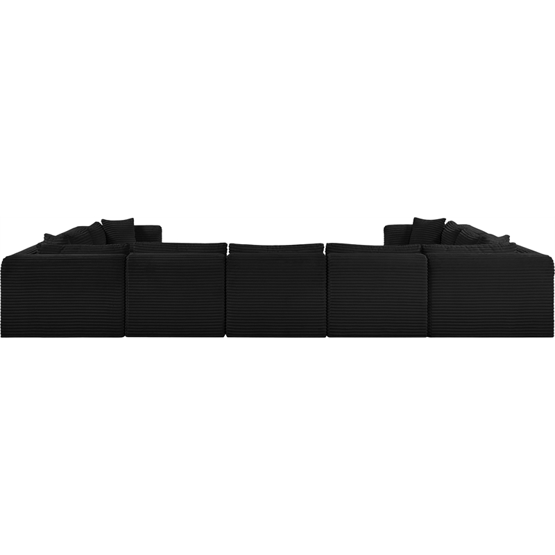 Meridian Furniture 9-Piece Black Corduroy Performance Fabric Modular Sectional