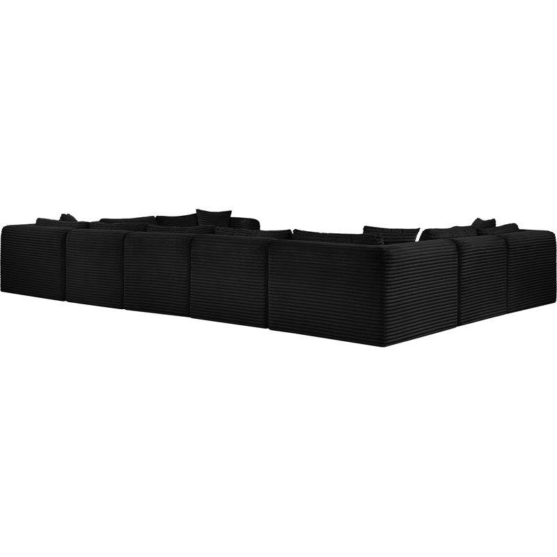 Meridian Furniture 9-Piece Black Corduroy Performance Fabric Modular Sectional