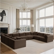 Meridian Furniture 9-Piece Brown Corduroy Performance Fabric Modular Sectional