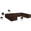 Meridian Furniture 9-Piece Brown Corduroy Performance Fabric Modular Sectional