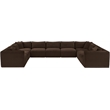 Meridian Furniture 9-Piece Brown Corduroy Performance Fabric Modular Sectional