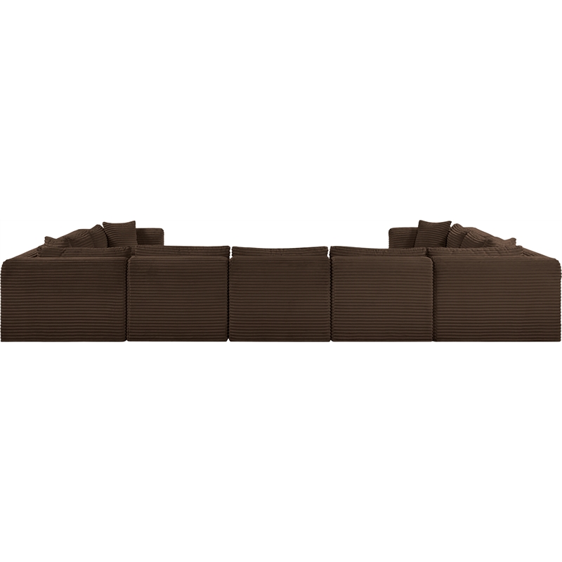 Meridian Furniture 9-Piece Brown Corduroy Performance Fabric Modular Sectional