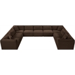 Meridian Furniture 9-Piece Brown Corduroy Performance Fabric Modular Sectional