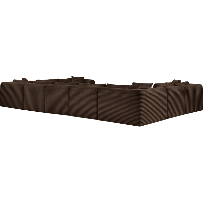 Meridian Furniture 9-Piece Brown Corduroy Performance Fabric Modular Sectional