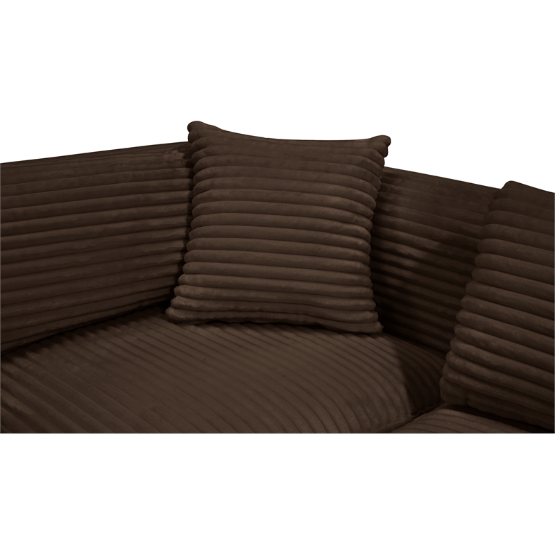 Meridian Furniture 9-Piece Brown Corduroy Performance Fabric Modular Sectional