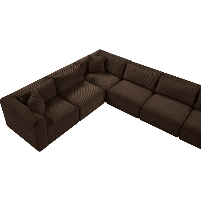 Meridian Furniture 9-Piece Brown Corduroy Performance Fabric Modular Sectional