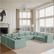 Meridian Furniture 9-Piece Mint Corduroy Performance Fabric Modular Sectional