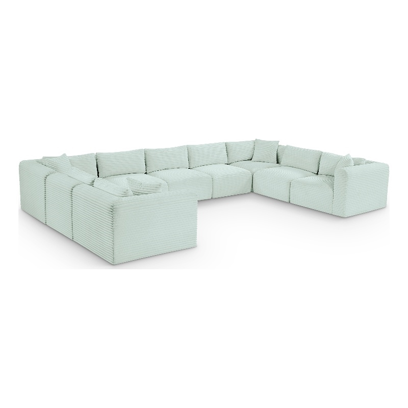 Meridian Furniture 9-Piece Mint Corduroy Performance Fabric Modular Sectional