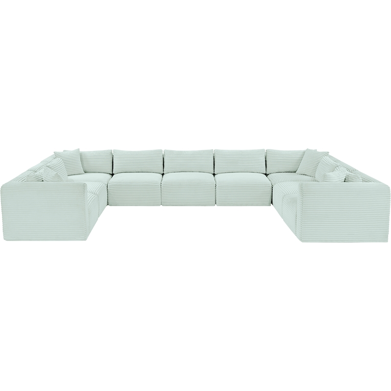Meridian Furniture 9-Piece Mint Corduroy Performance Fabric Modular Sectional