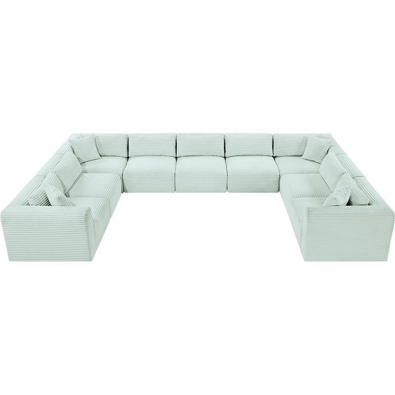 Meridian Furniture 9-Piece Mint Corduroy Performance Fabric Modular Sectional