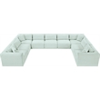 Meridian Furniture 9-Piece Mint Corduroy Performance Fabric Modular Sectional
