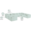 Meridian Furniture 9-Piece Mint Corduroy Performance Fabric Modular Sectional
