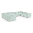 Meridian Furniture 9-Piece Mint Corduroy Performance Fabric Modular Sectional