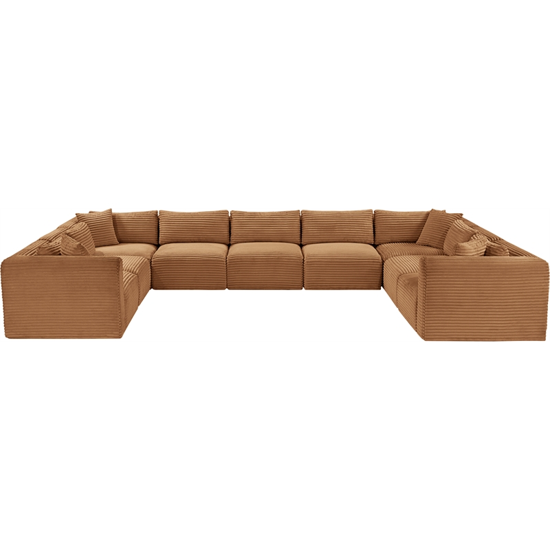 Meridian Furniture 9-Piece Saddle Corduroy Performance Fabric Modular Sectional