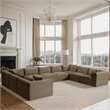 Meridian Furniture 9-Piece Taupe Corduroy Performance Fabric Modular Sectional