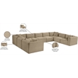 Meridian Furniture 9-Piece Taupe Corduroy Performance Fabric Modular Sectional