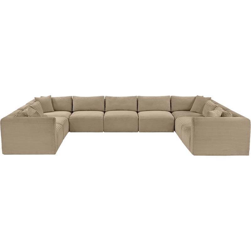 Meridian Furniture 9-Piece Taupe Corduroy Performance Fabric Modular Sectional
