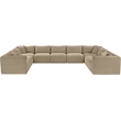 Meridian Furniture 9-Piece Taupe Corduroy Performance Fabric Modular Sectional