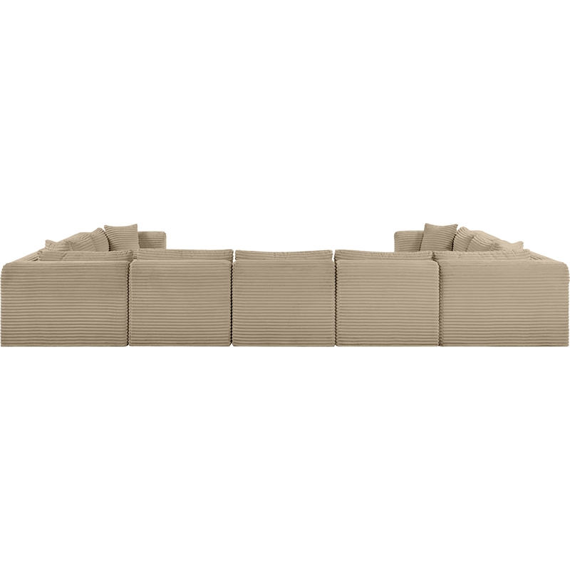 Meridian Furniture 9-Piece Taupe Corduroy Performance Fabric Modular Sectional
