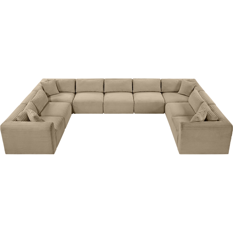 Meridian Furniture 9-Piece Taupe Corduroy Performance Fabric Modular Sectional