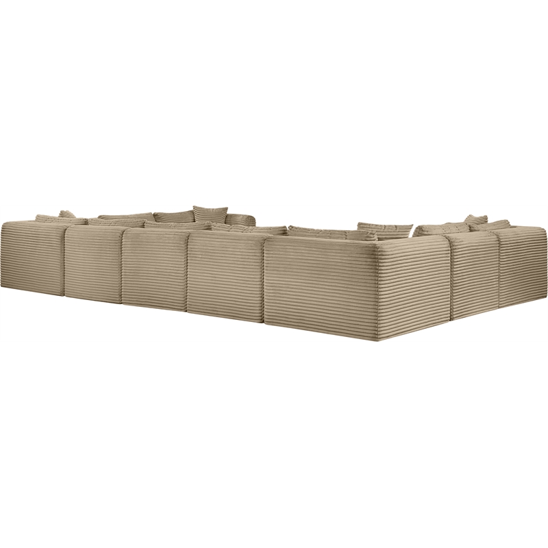 Meridian Furniture 9-Piece Taupe Corduroy Performance Fabric Modular Sectional