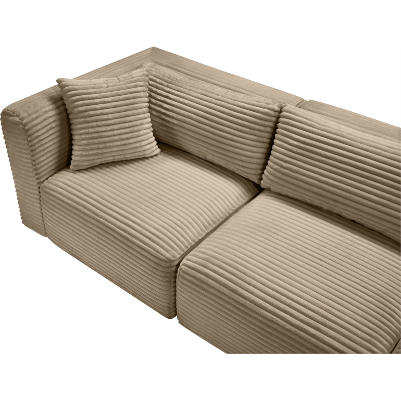 Meridian Furniture 9-Piece Taupe Corduroy Performance Fabric Modular Sectional