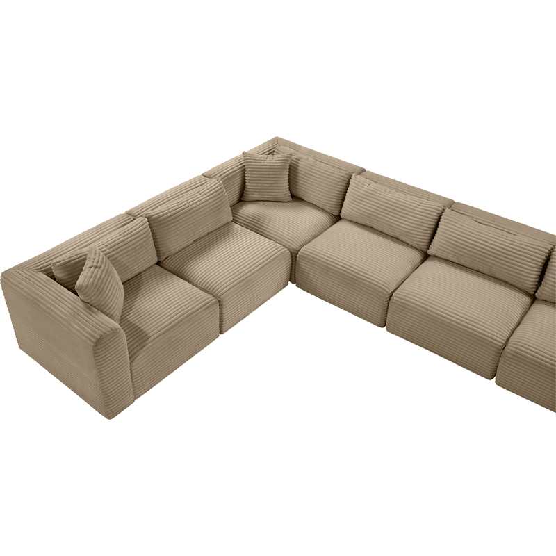 Meridian Furniture 9-Piece Taupe Corduroy Performance Fabric Modular Sectional