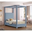 Meridian Furniture Emerson Sky Blue Linen Textured Fabric Twin Bed