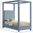 Meridian Furniture Emerson Sky Blue Linen Textured Fabric Twin Bed