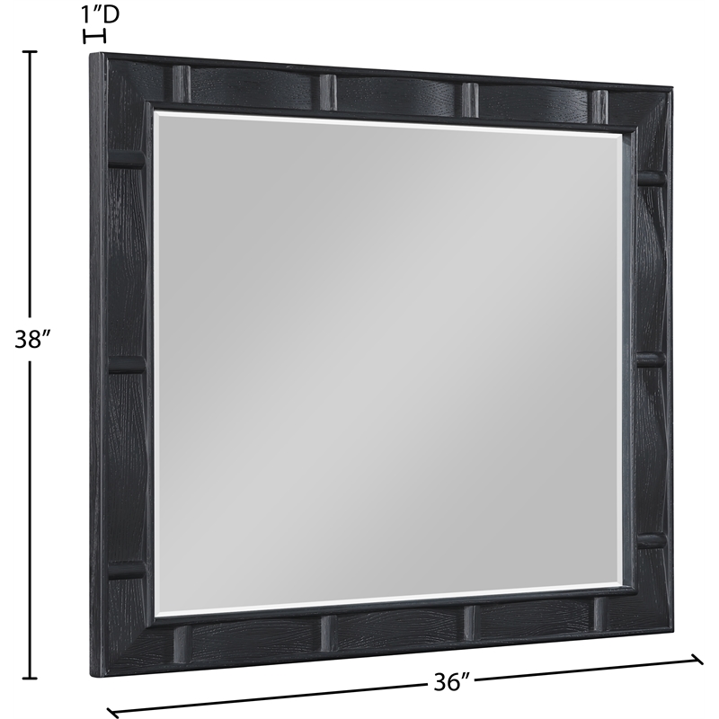 Meridian Furniture Weave Black Oak Veneer Mirror