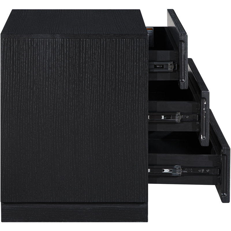 Meridian Furniture Weave Black Oak Veneer Night Stand