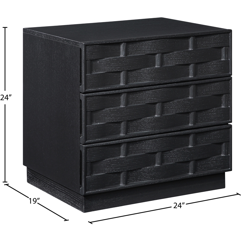 Meridian Furniture Weave Black Oak Veneer Night Stand