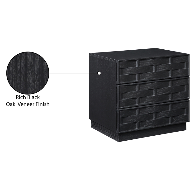 Meridian Furniture Weave Black Oak Veneer Night Stand