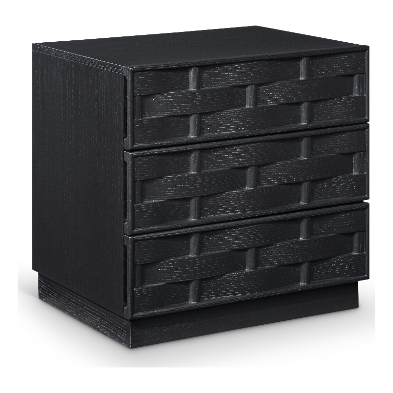 Meridian Furniture Weave Black Oak Veneer Night Stand