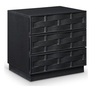Meridian Furniture Weave Black Oak Veneer Night Stand