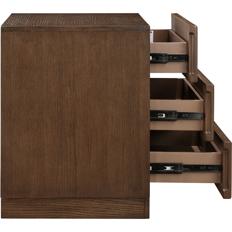 Meridian Furniture Weave Brown Oak Veneer Night Stand