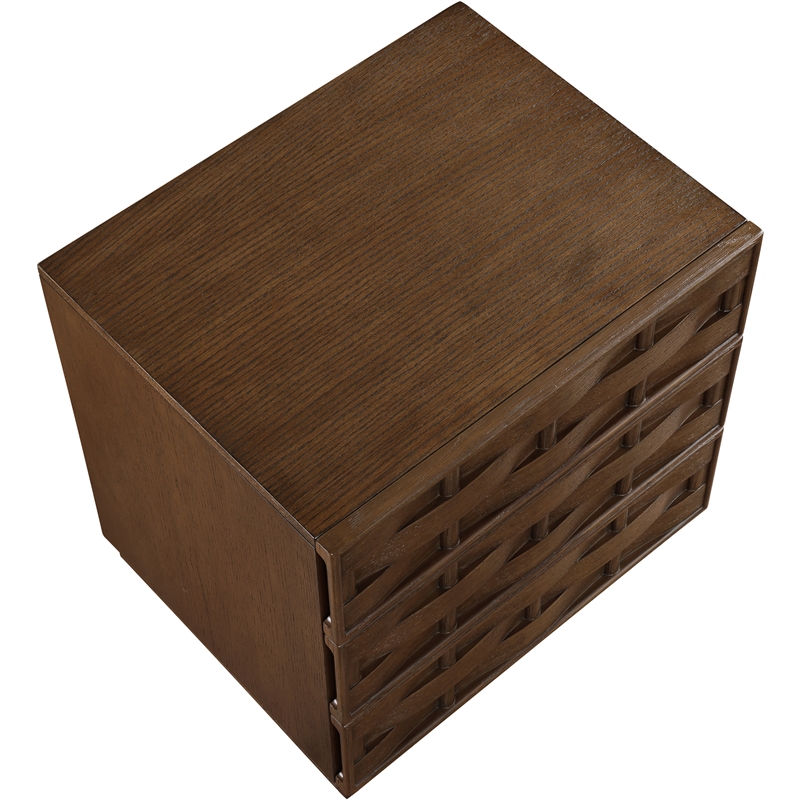 Meridian Furniture Weave Brown Oak Veneer Night Stand