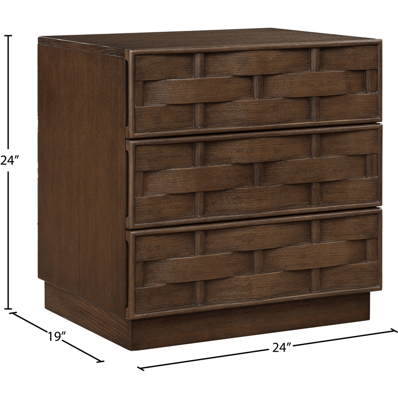 Meridian Furniture Weave Brown Oak Veneer Night Stand